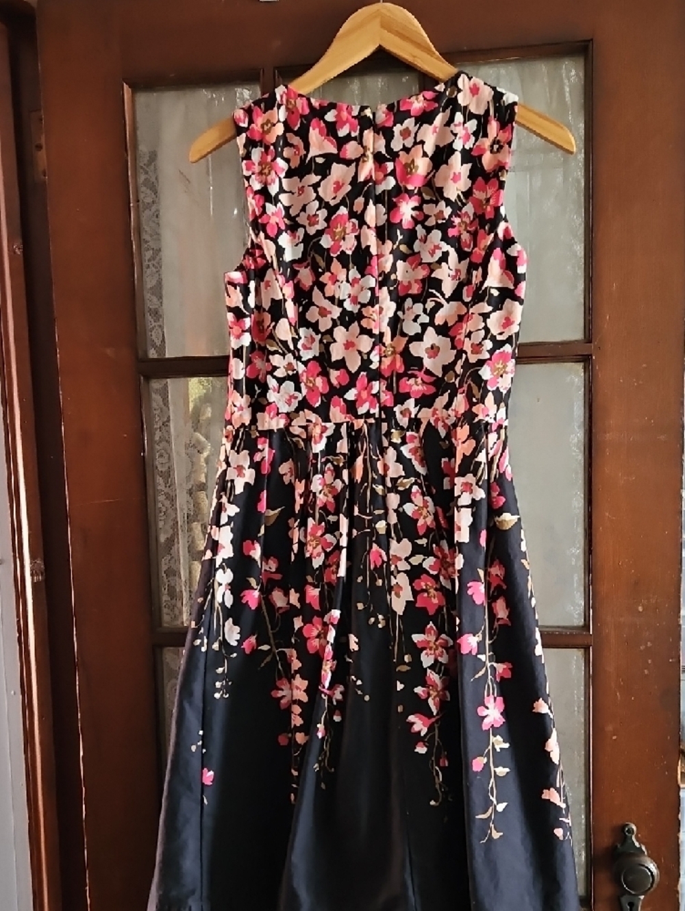 Talbots Black Floral Dress with Pink & Cream Blooms - Picture 3 of 3
